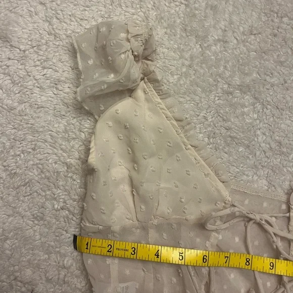 Y2K Front Tie Sheer Ruffle Trim Blouse - Picture 7 of 7